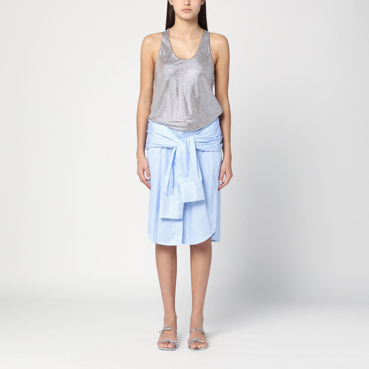 Giuseppe di Morabito Shirt dress in light blue with rhinestones