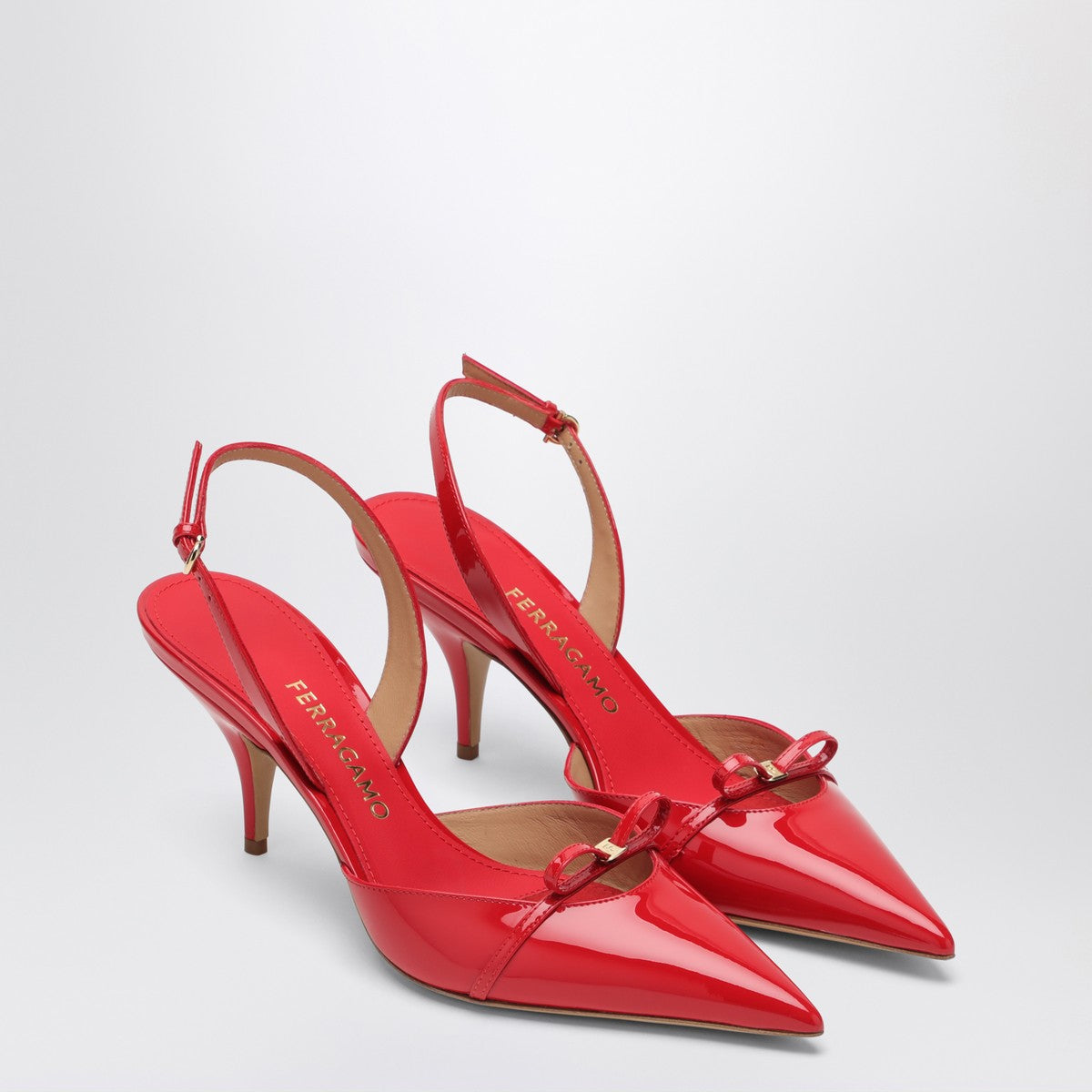 Ferragamo Gylla 70 Slingback in flame red