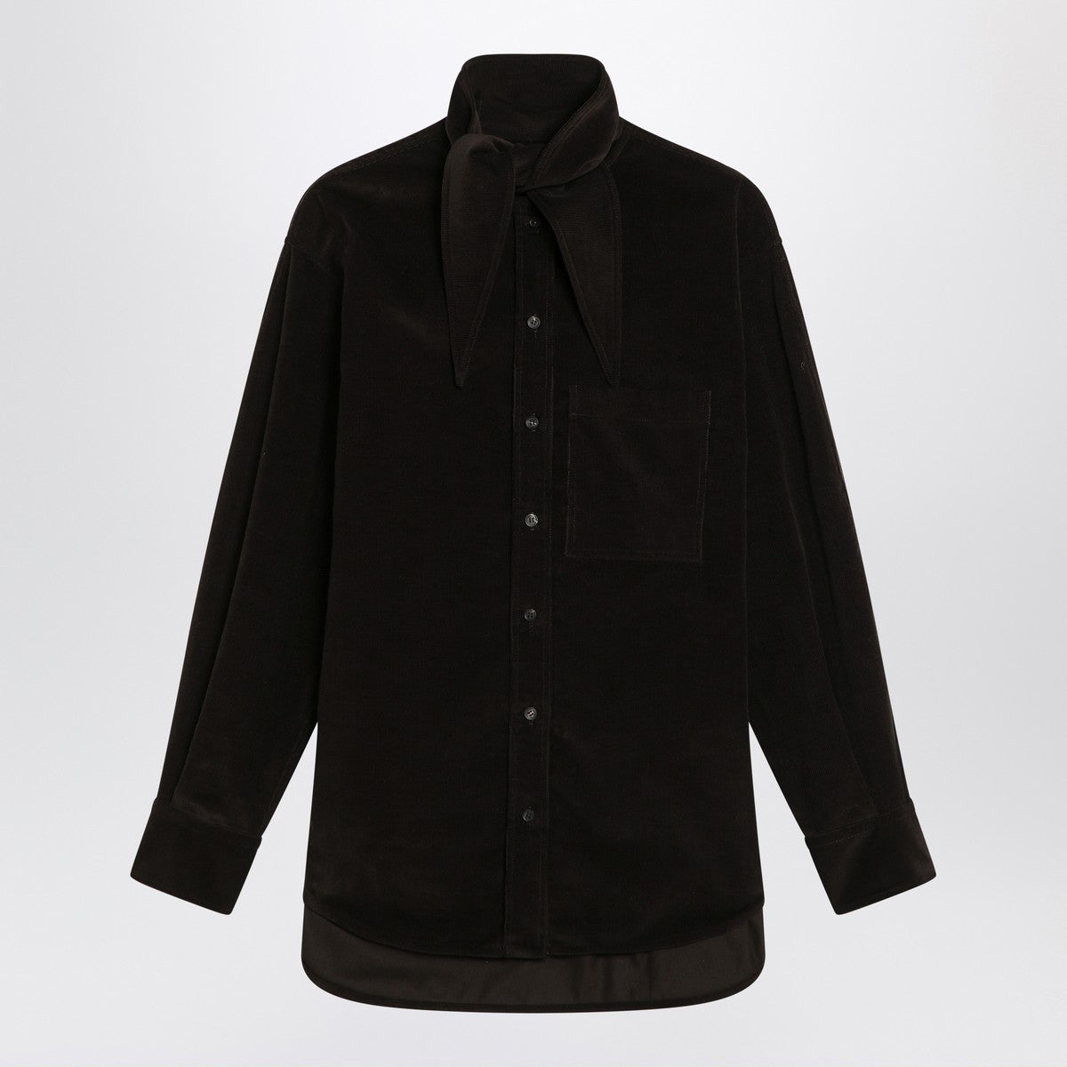 Ferragamo Brown shirt in ribbed velvet