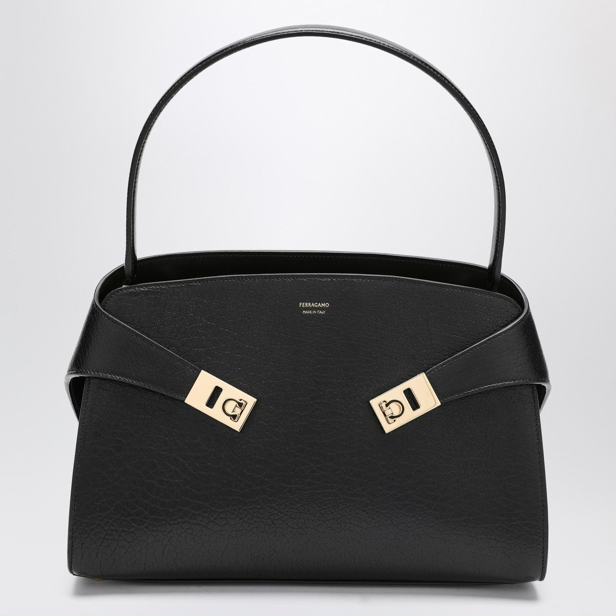 Ferragamo Black/ brown leather Hug M handbag