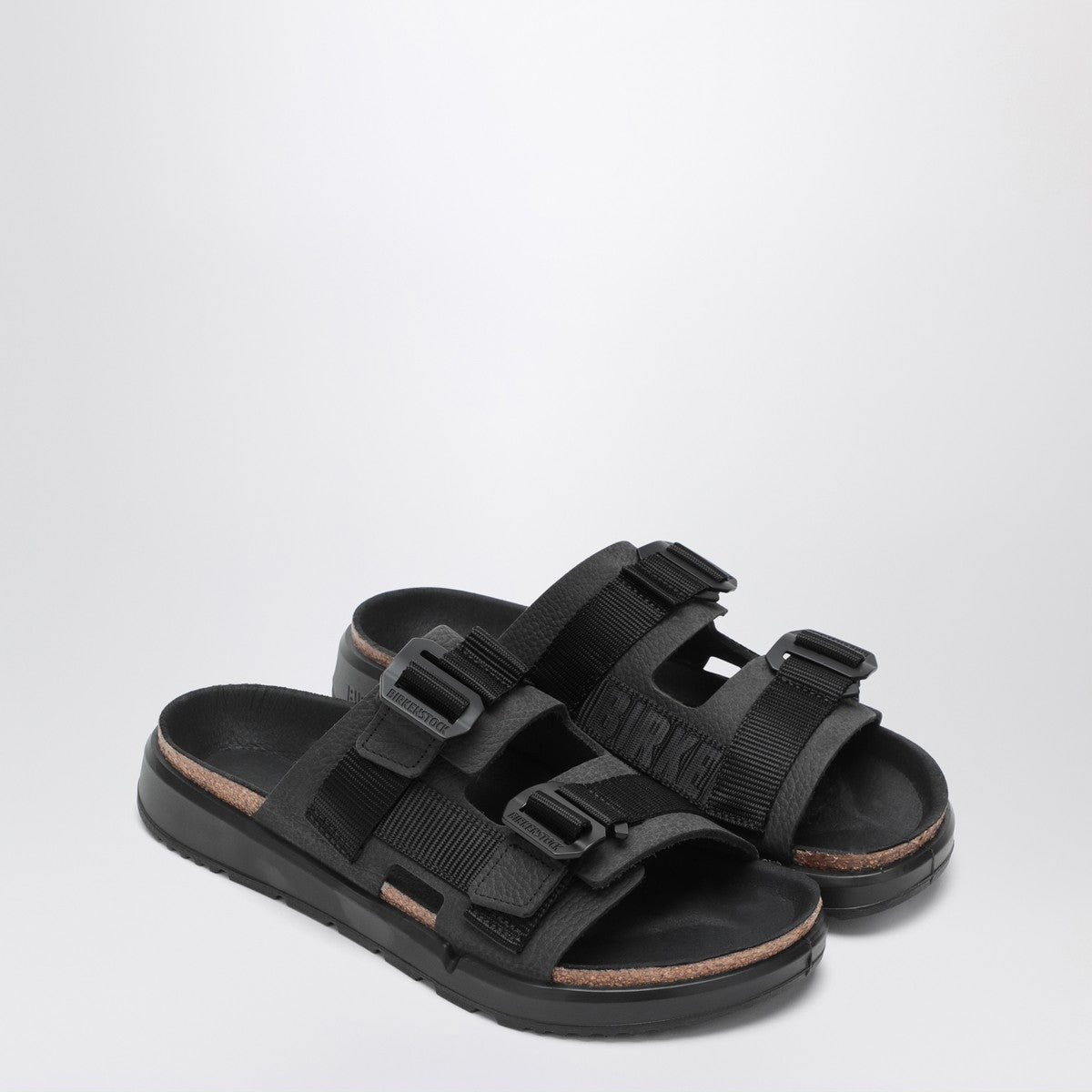 Birkenstock Shinjuku black leather and textile slipper
