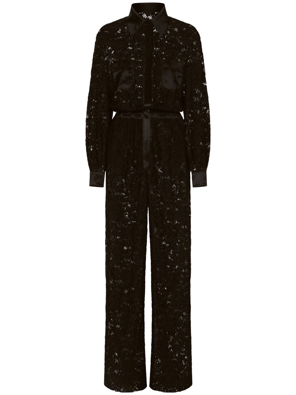 Dolce & Gabbana lace-trim long-sleeve jumpsuit