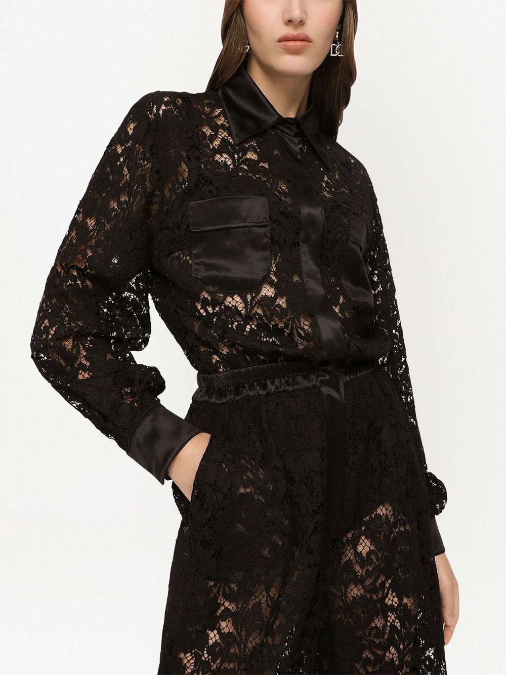 Dolce & Gabbana lace-trim long-sleeve jumpsuit