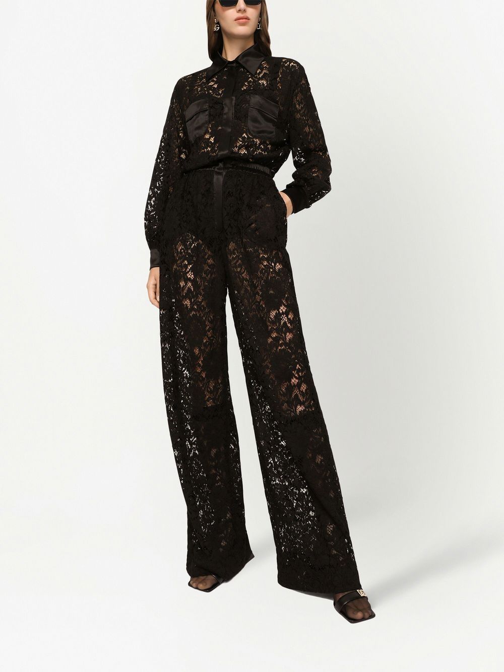 Dolce & Gabbana lace-trim long-sleeve jumpsuit