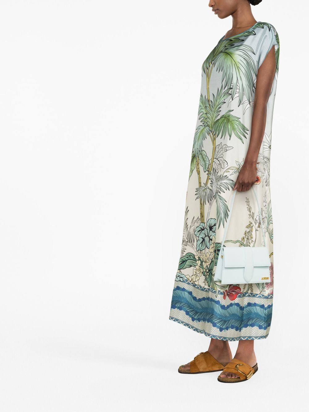 F.R.S . Short printed silk kaftan dress