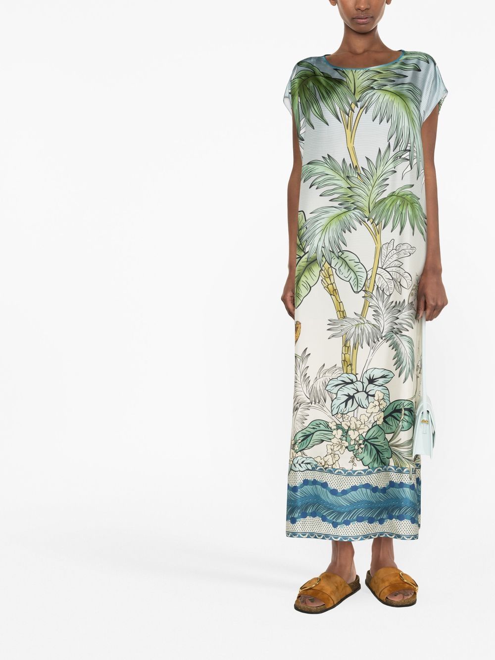 F.R.S . Short printed silk kaftan dress