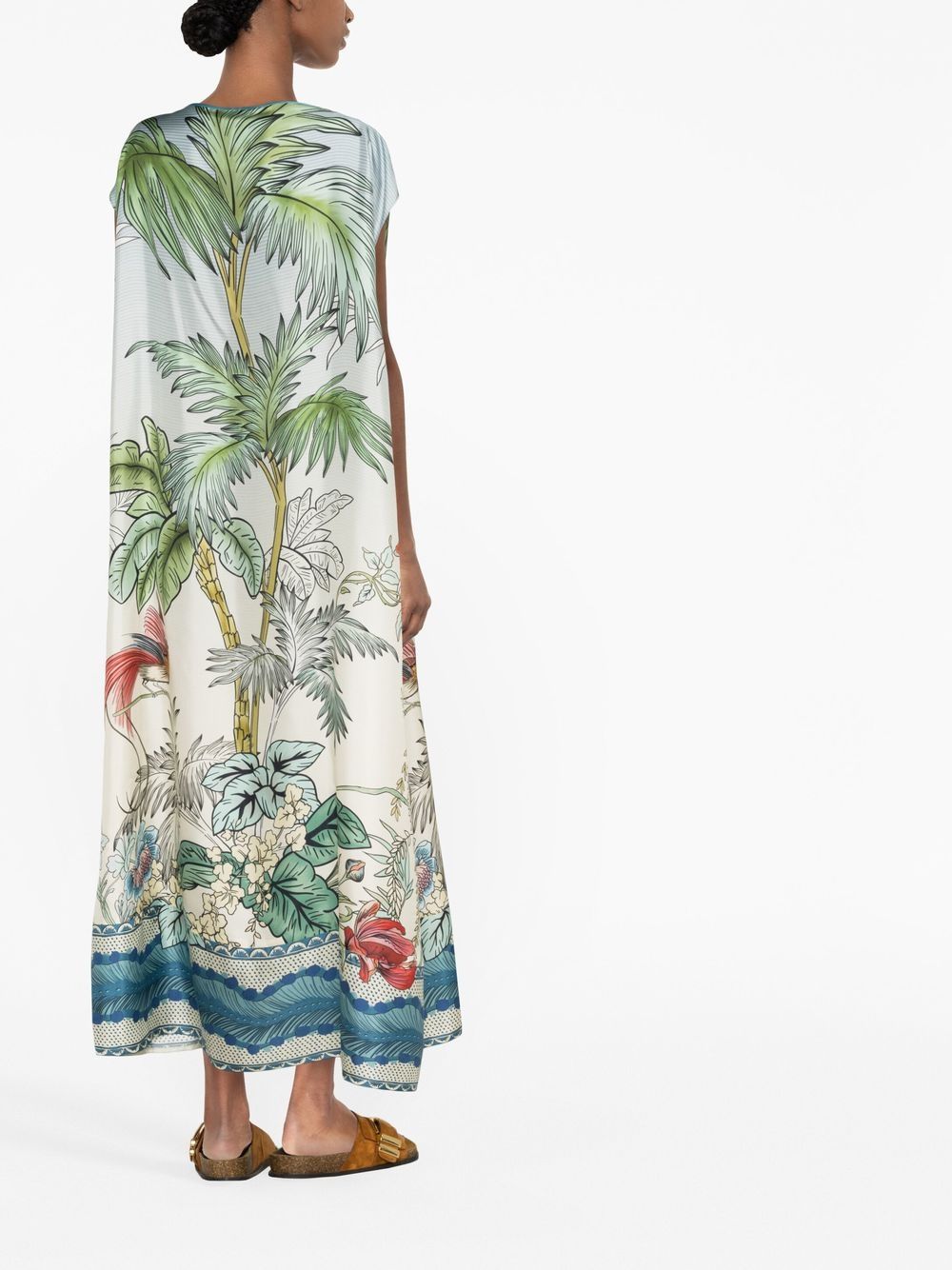 F.R.S . Short printed silk kaftan dress