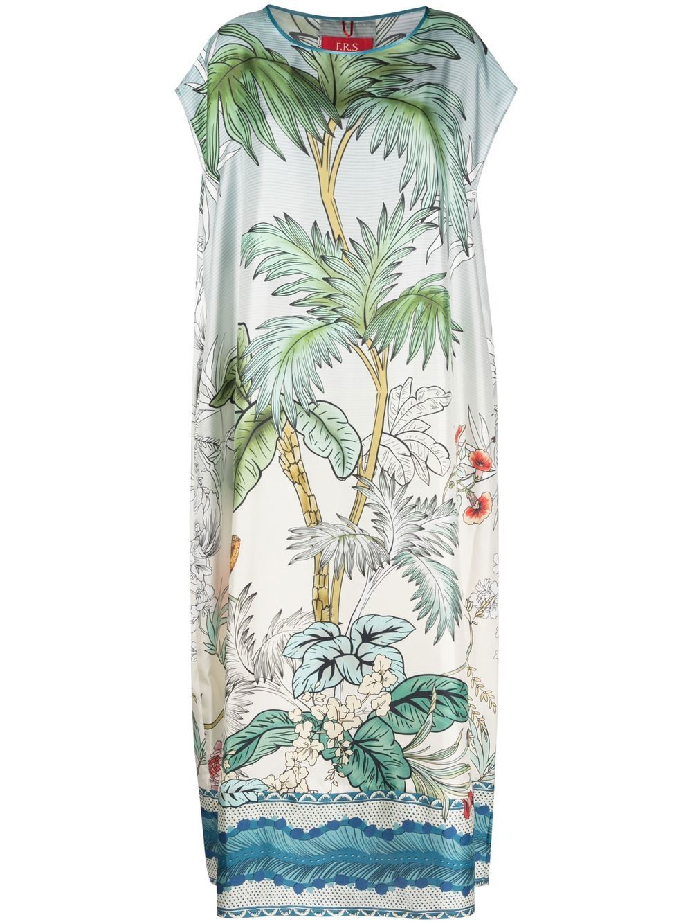 F.R.S . Short printed silk kaftan dress