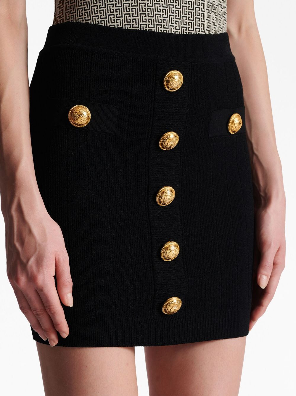 Balmain Button-detail knitted miniskirt