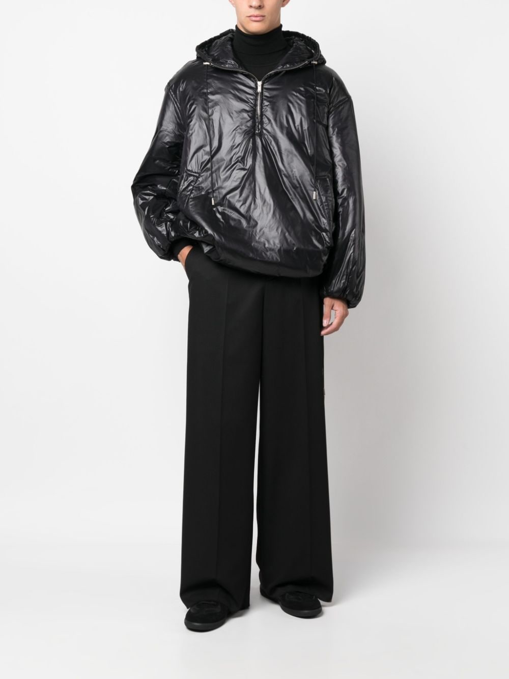 Saint Laurent Cassandre logo-embossed hooded raincoat