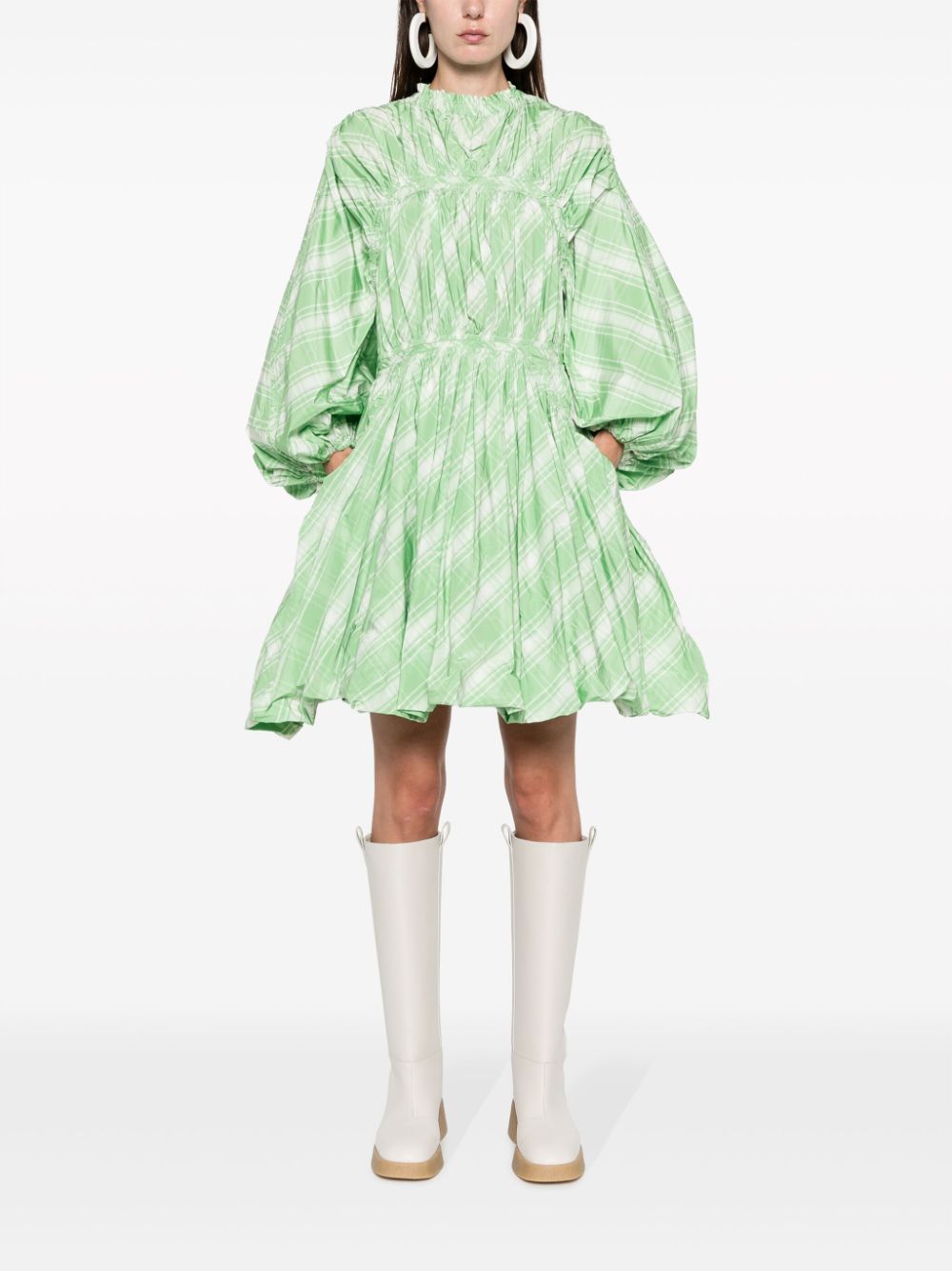 Jil Sander Fashion Plaid-check pattern mini dress