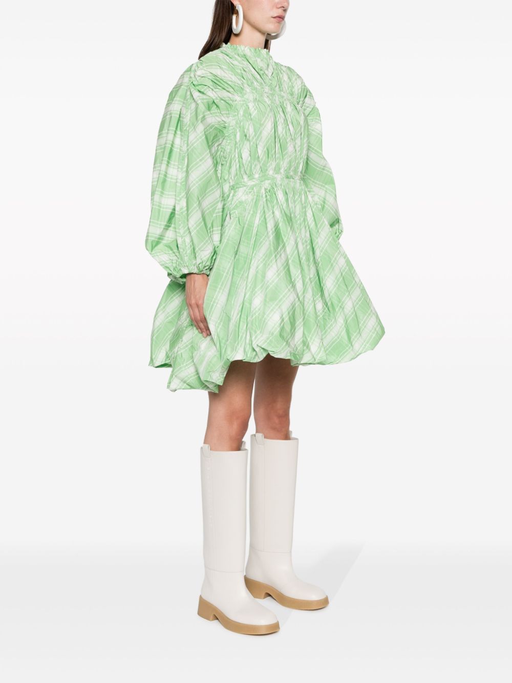 Jil Sander Fashion Plaid-check pattern mini dress