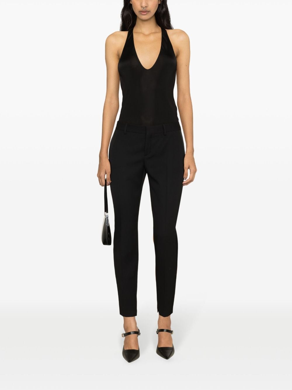 Saint Laurent plunging satin tank top