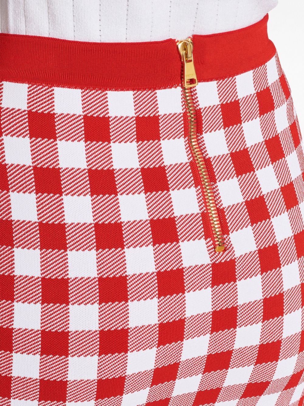 Balmain Gingham fine-knit miniskirt