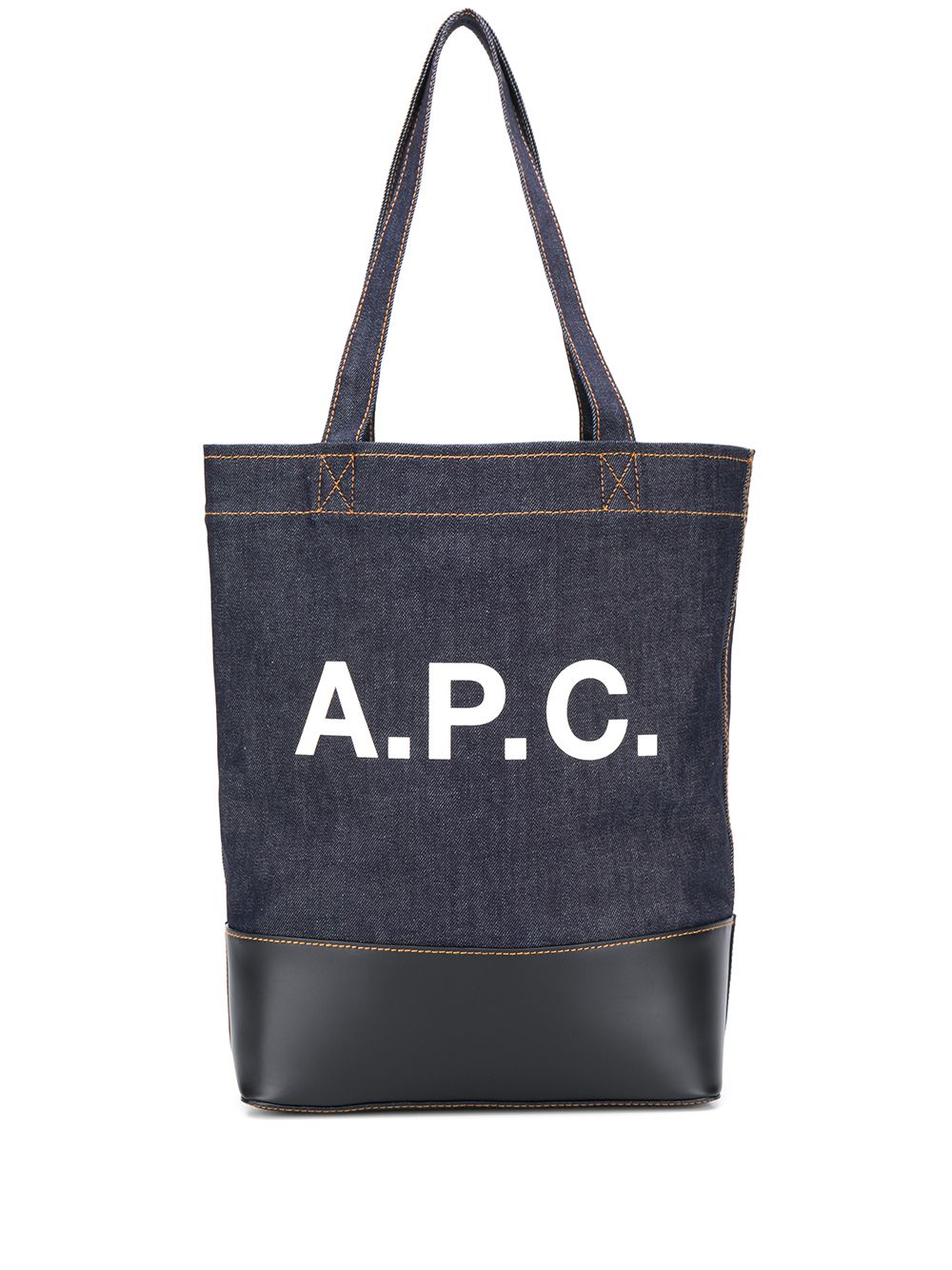 A.P.C. logo print denim tote