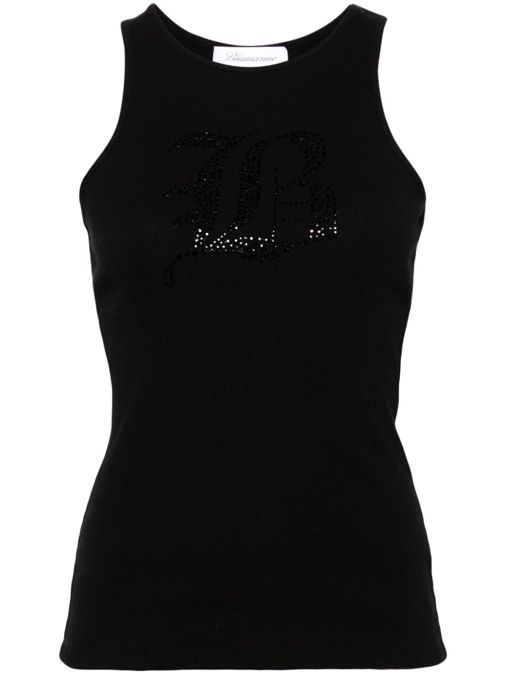 Blumarine Logo ribbed cotton tank top
