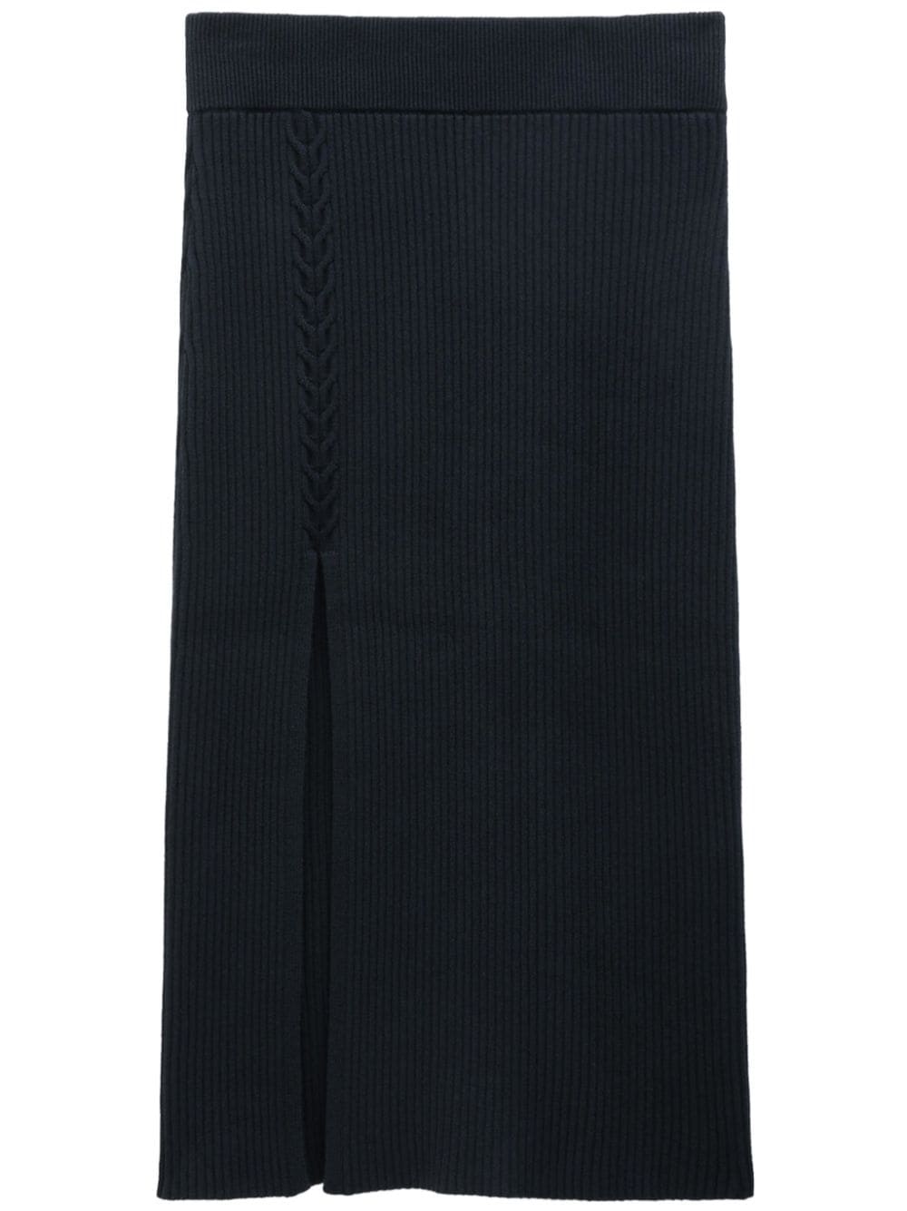 Filippa K Conscious Criteria page Cable knit asymmetrical skirt
