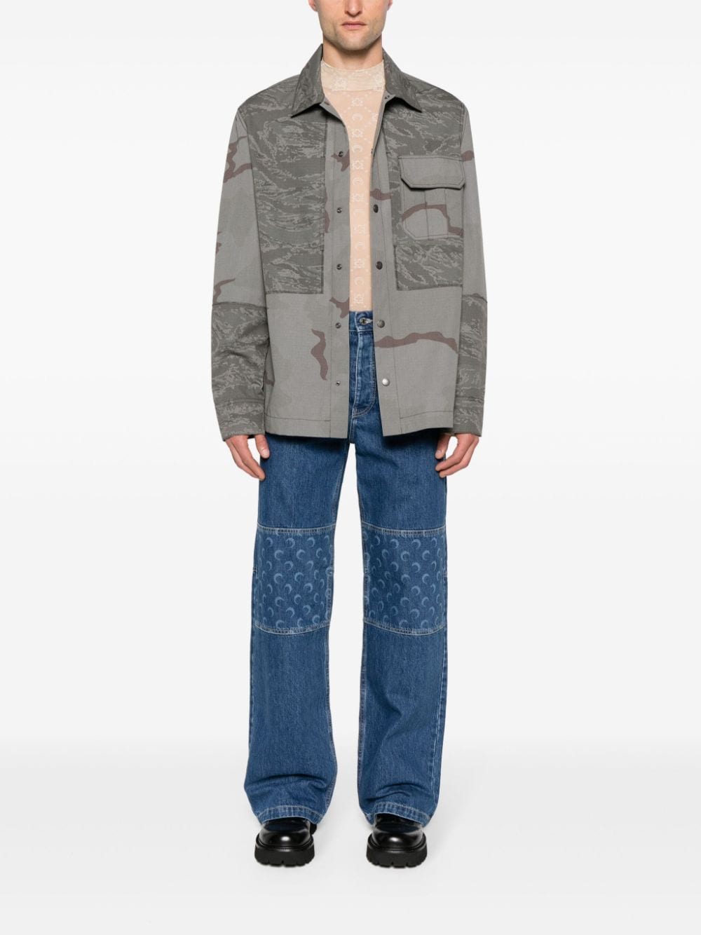 Marine Serre Rispstop classic-collar shirt jacket