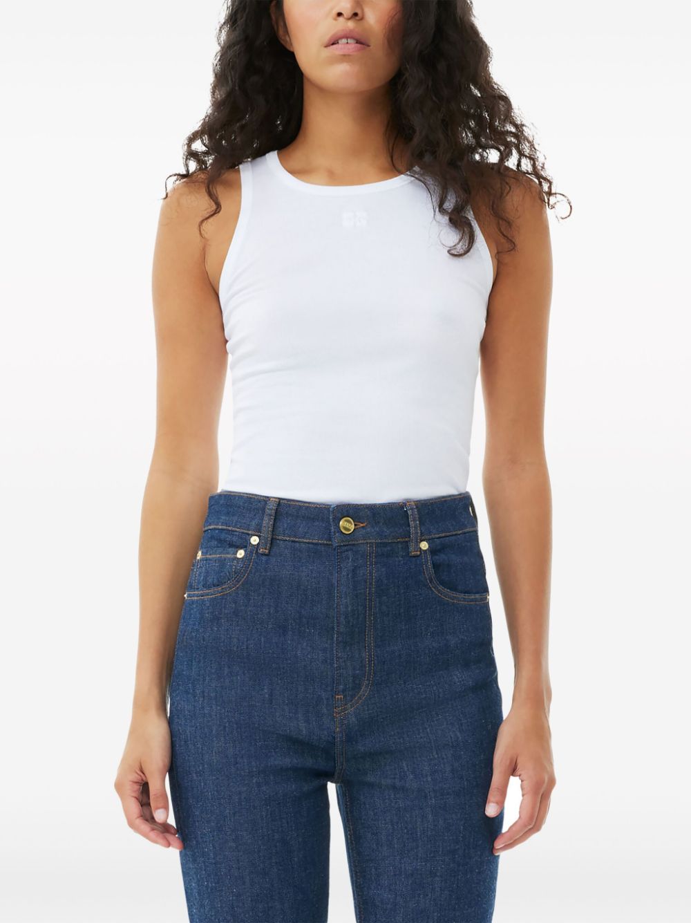 Ganni Cotton Rib Tank Top