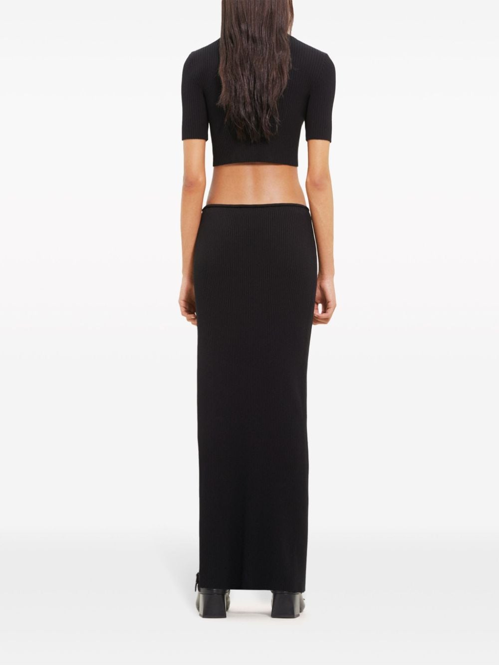 Courreges Pre Long ribbed fitted skirt