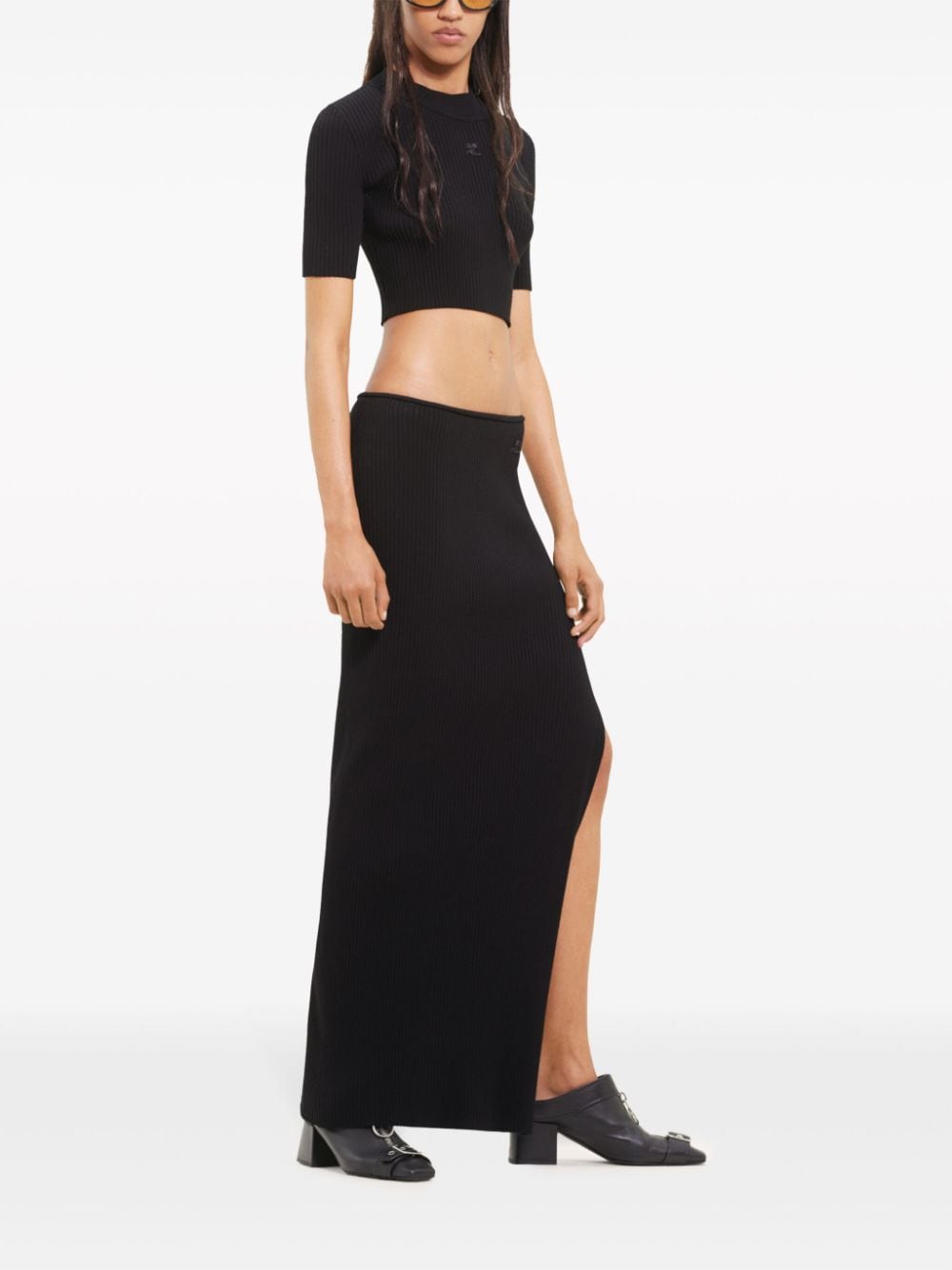 Courreges Pre Long ribbed fitted skirt