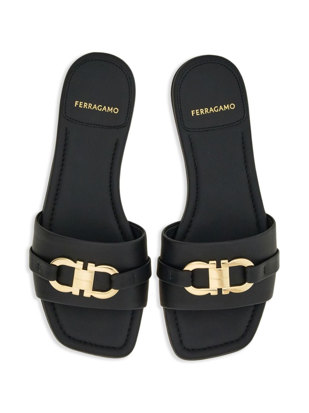 Ferragamo Gancini-plaque leather slides