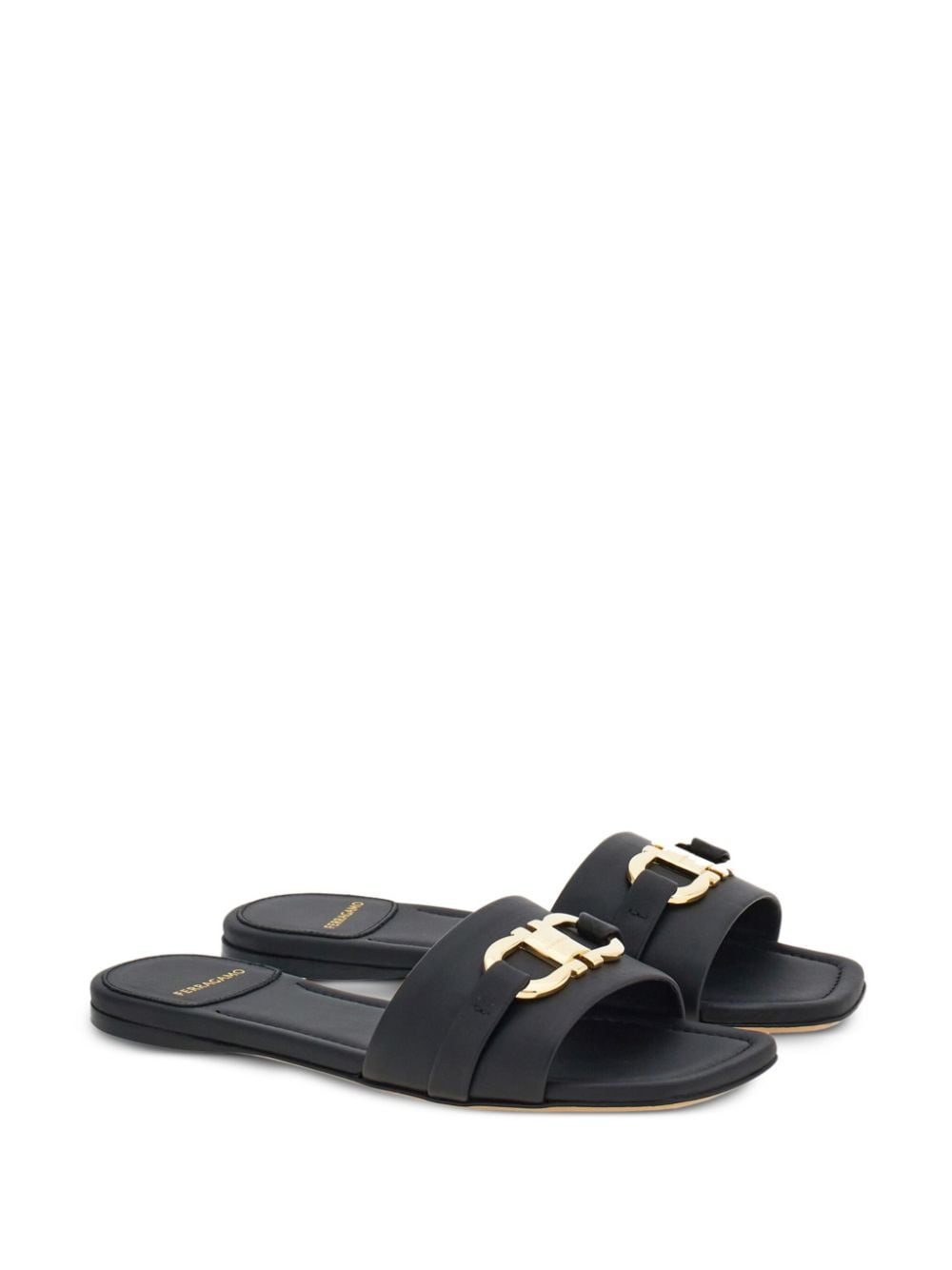 Ferragamo Gancini-plaque leather slides