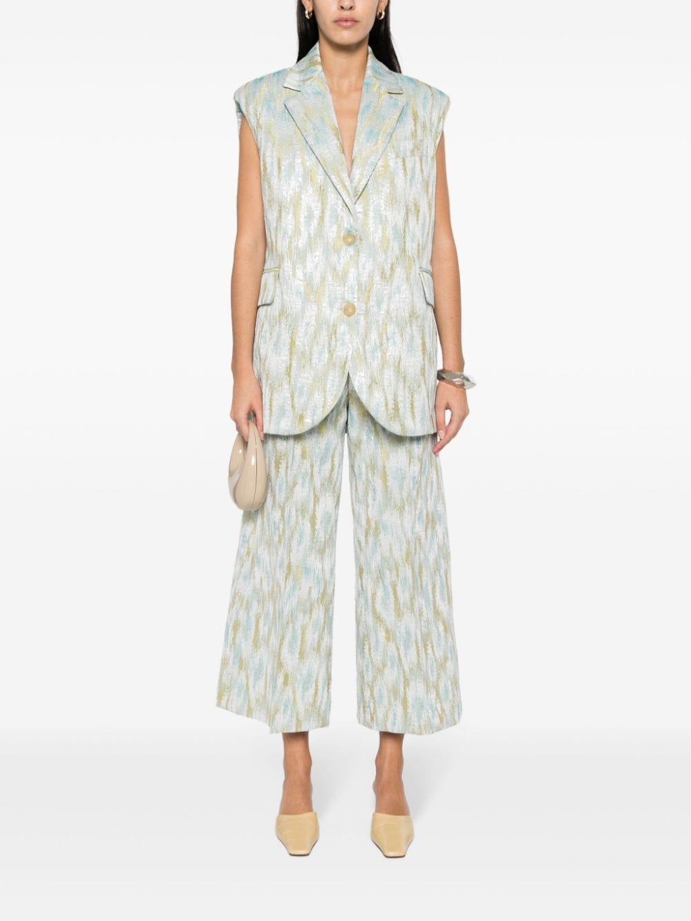 Erika Cavallini Semi-Couture Printed cropped trousers