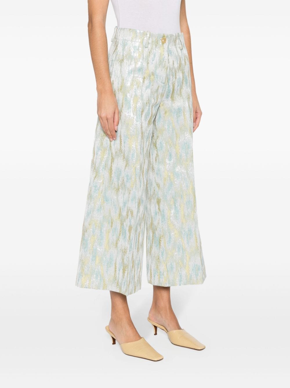 Erika Cavallini Semi-Couture Printed cropped trousers
