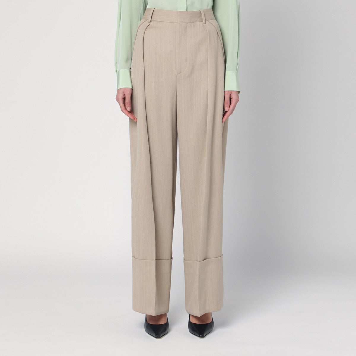 Victoria Beckham Wide mandarin colour pants in wool