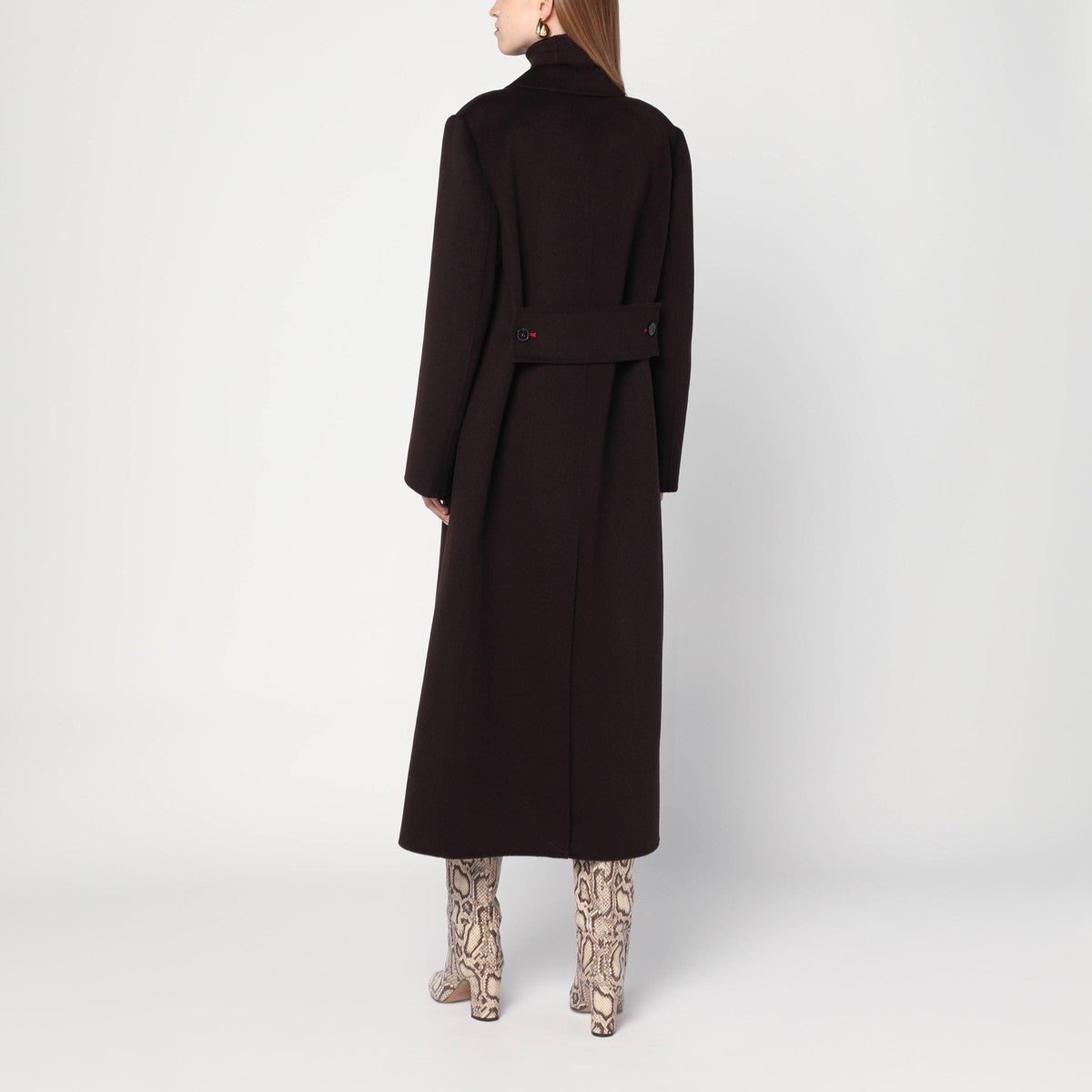 Victoria Beckham Brown double-breasted coat in wool and cashmere