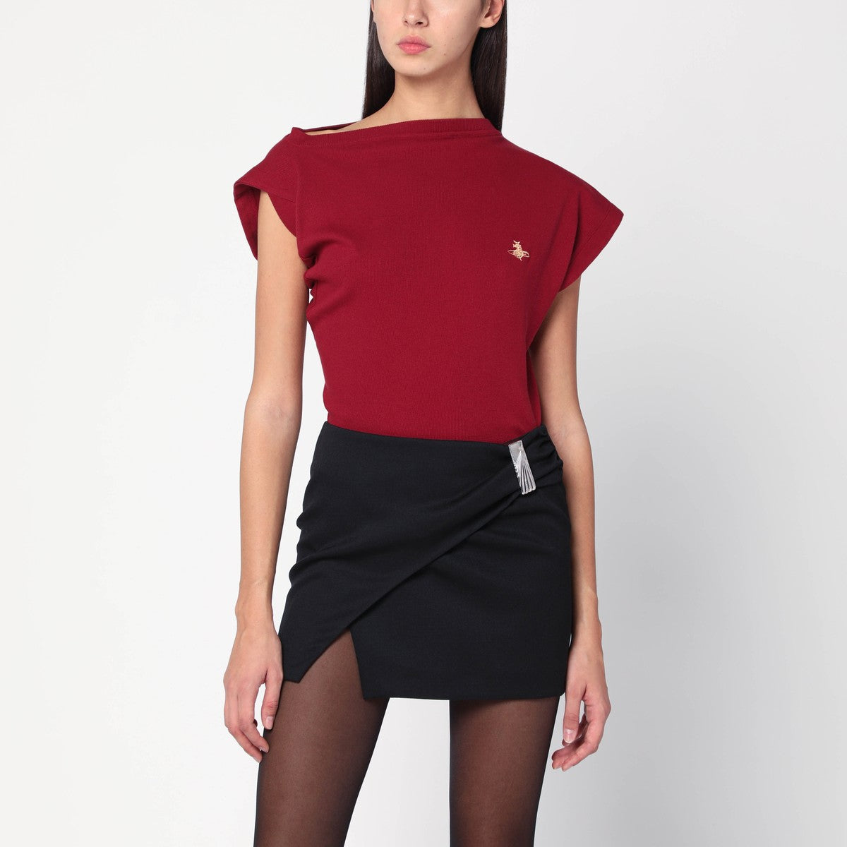 Vivienne Westwood Brick red asymmetrical T-shirt with Orb logo
