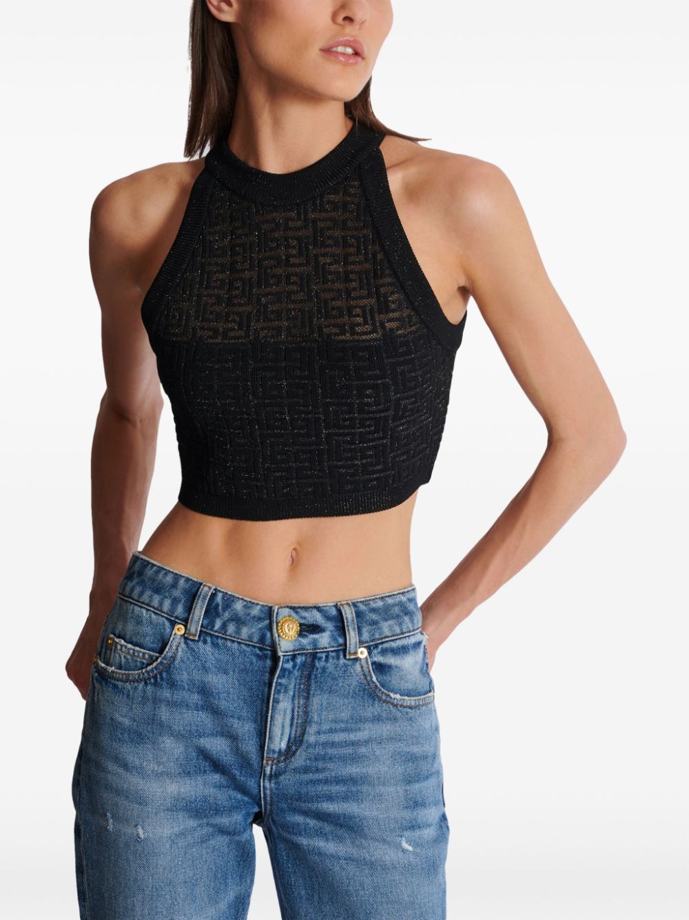 Balmain PB Labyrinth knit top