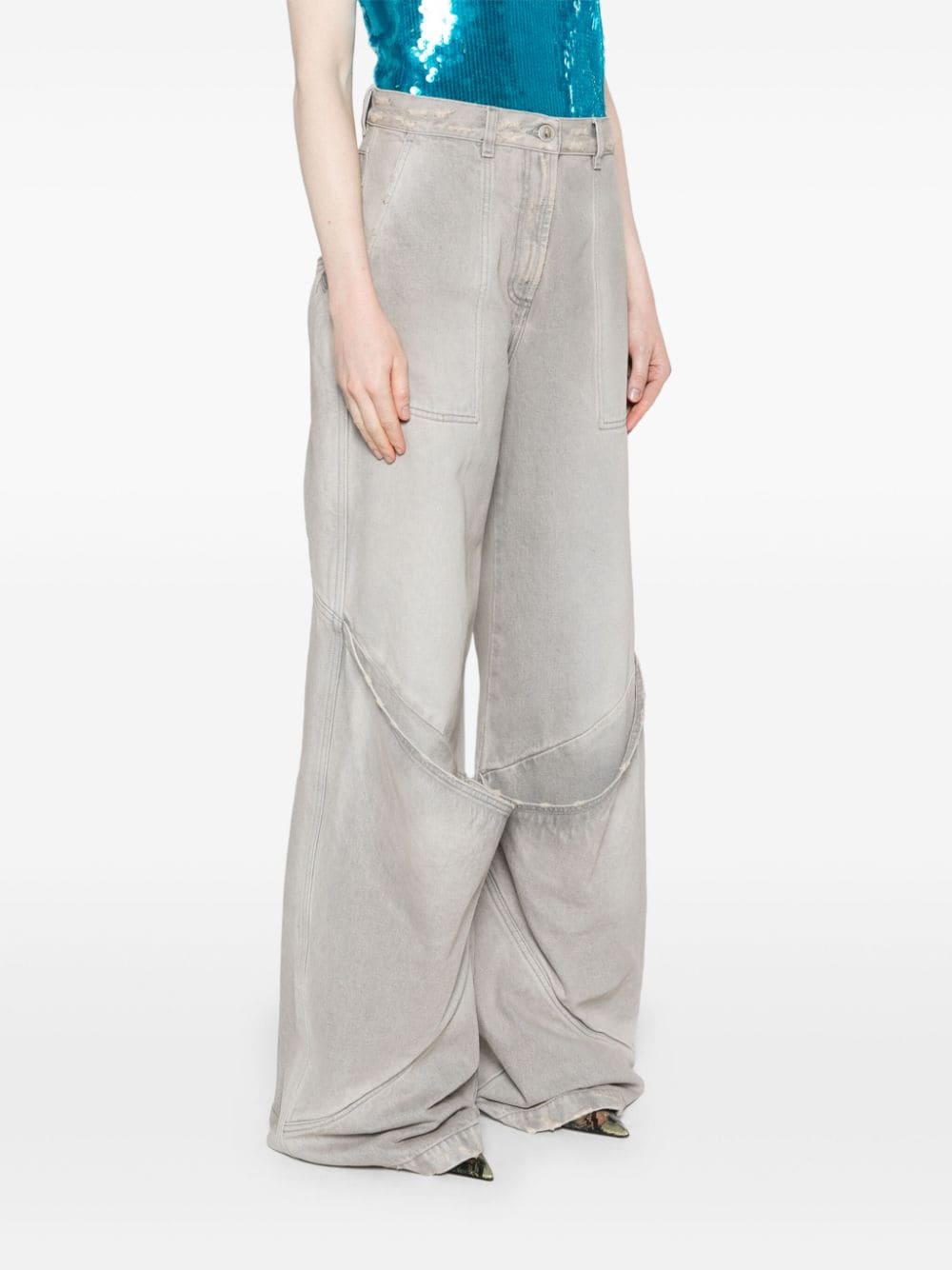 The Attico Wide-leg denim cotton jeans