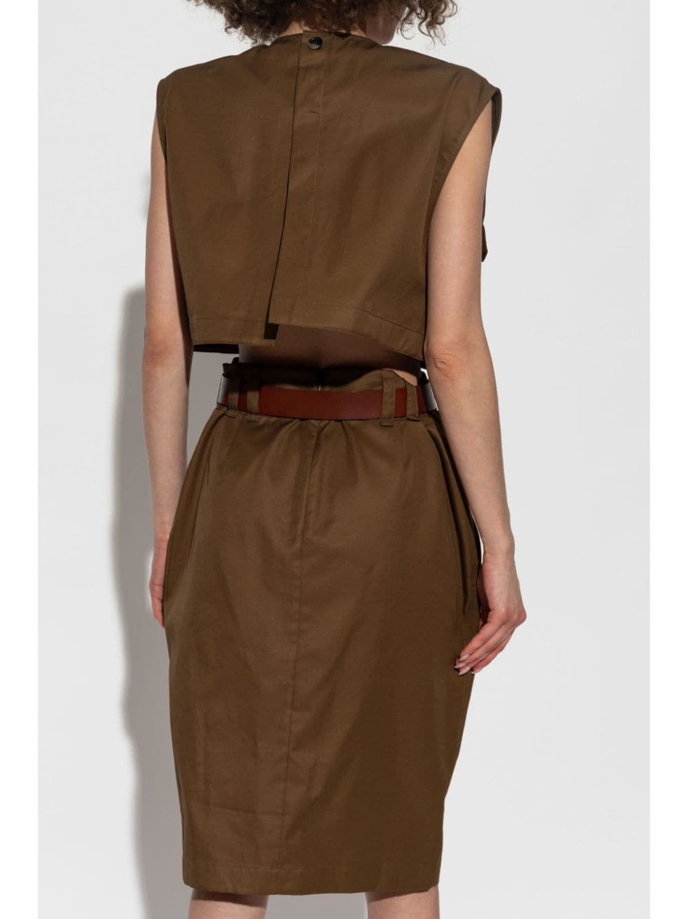 Saint Laurent belted cotton midi dress