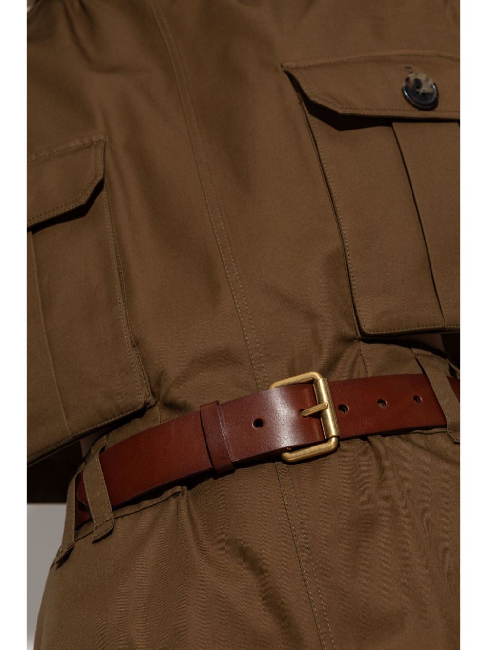 Saint Laurent belted cotton midi dress