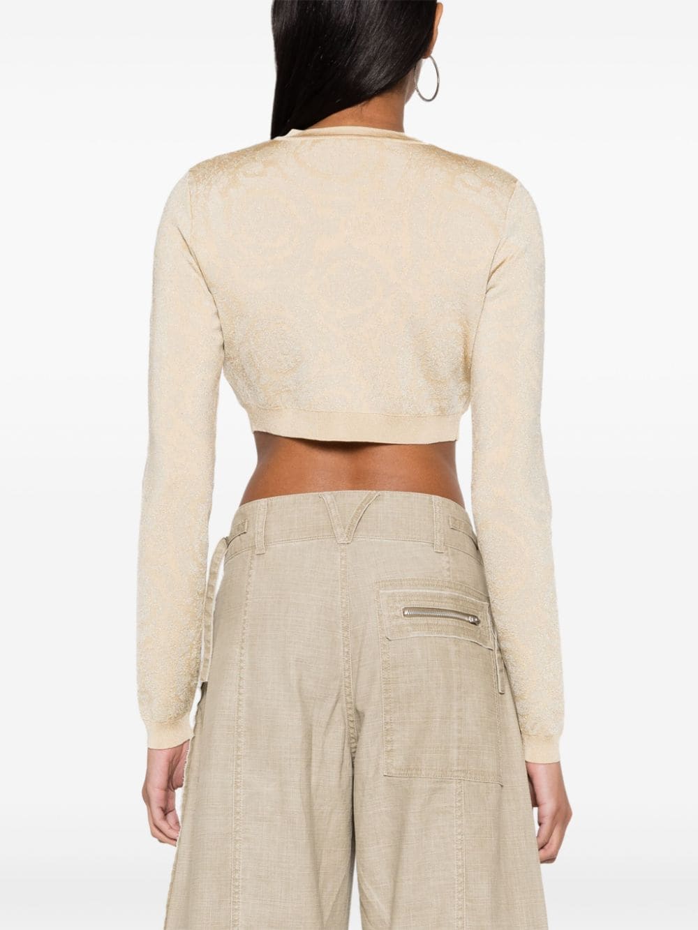 Versace Barocco lurex cropped cardigan