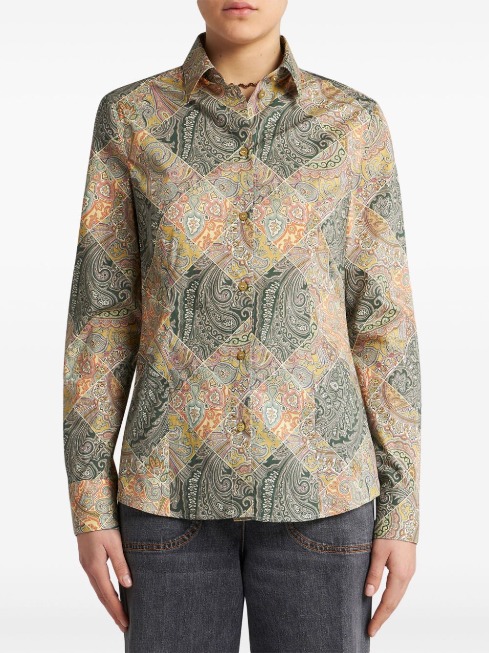 Etro Patchwork-print poplin shirt