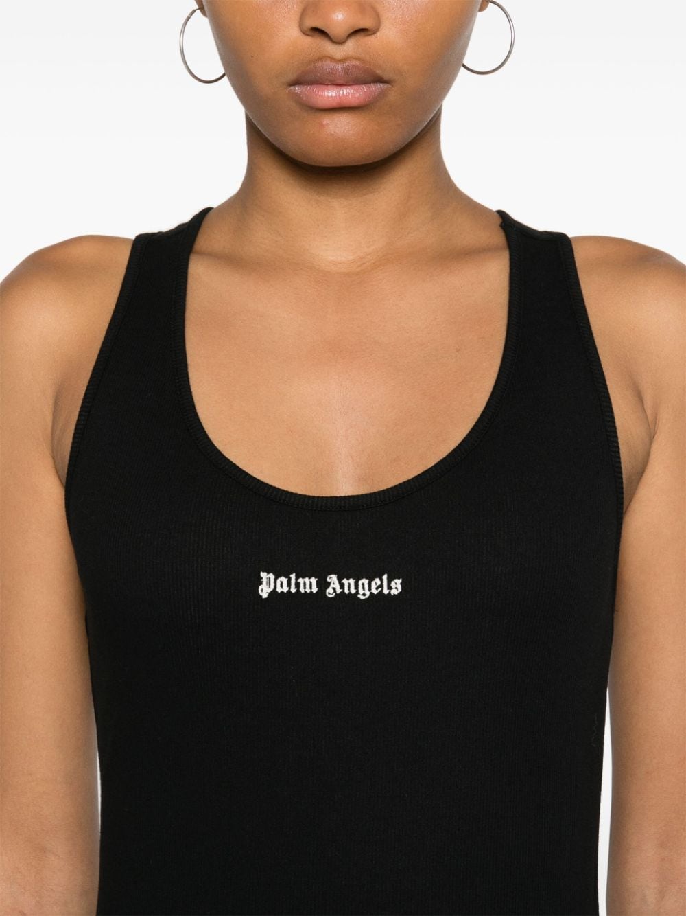Palm Angels Logo ribbed tank top
