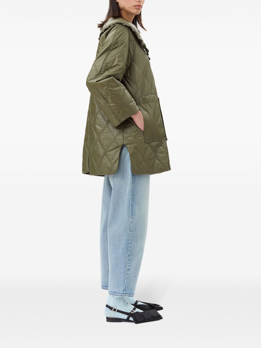 Ganni Shiny Quilt Midi Jacket