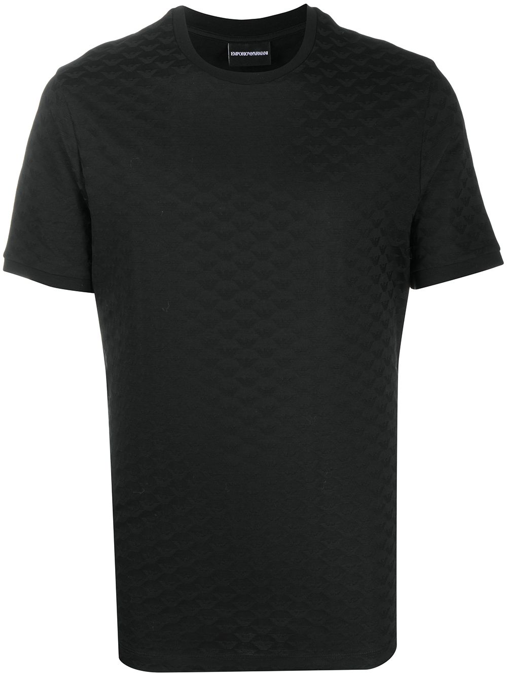 Emporio Armani Mercerised-jersey T-shirt with all-over jacquard eagle