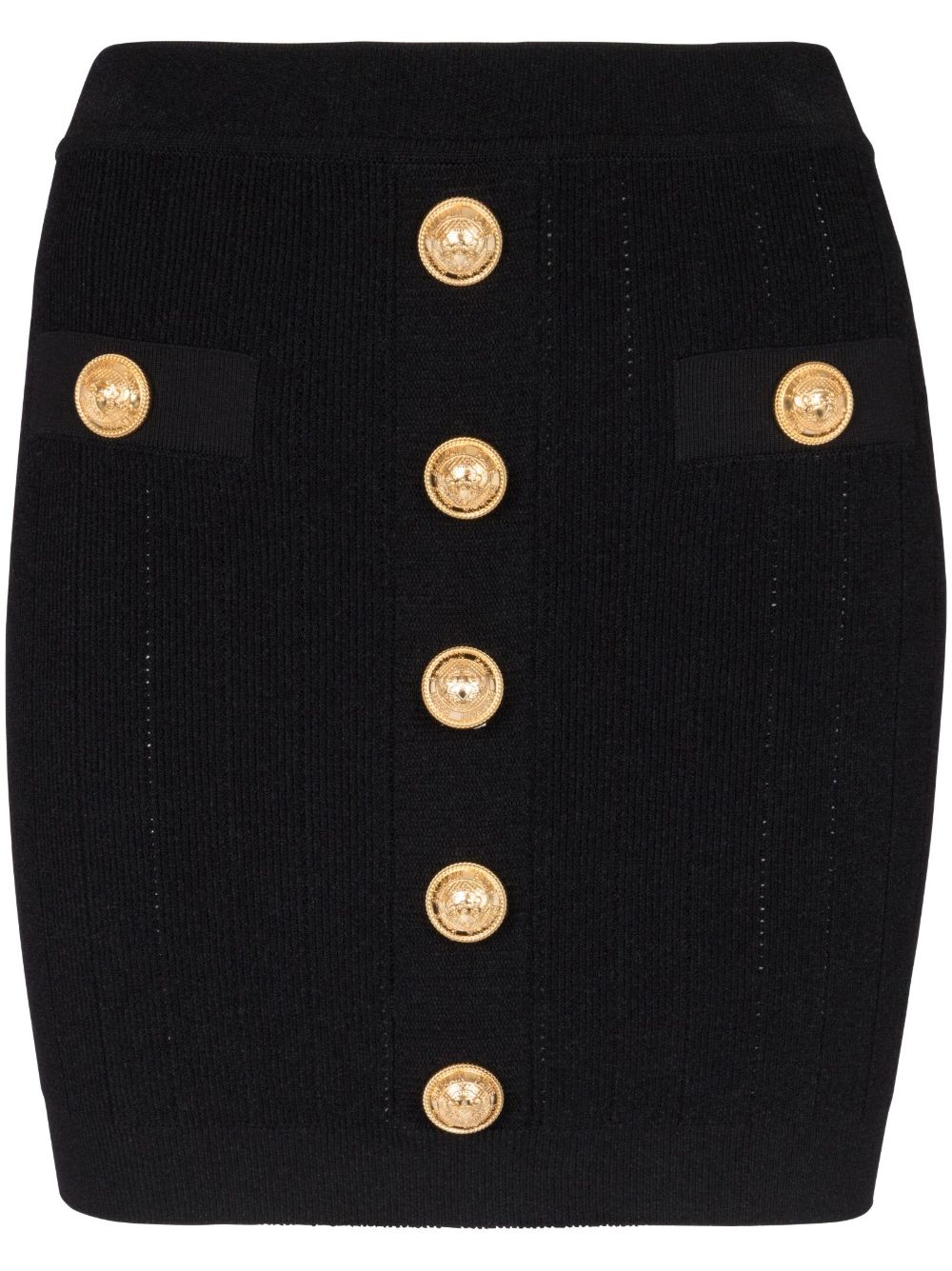 Balmain Button Embellished Knitted Skirt