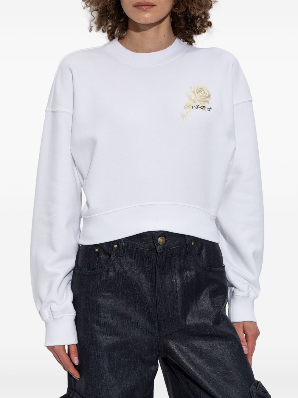 Off White logo-print cropped sweatshirt