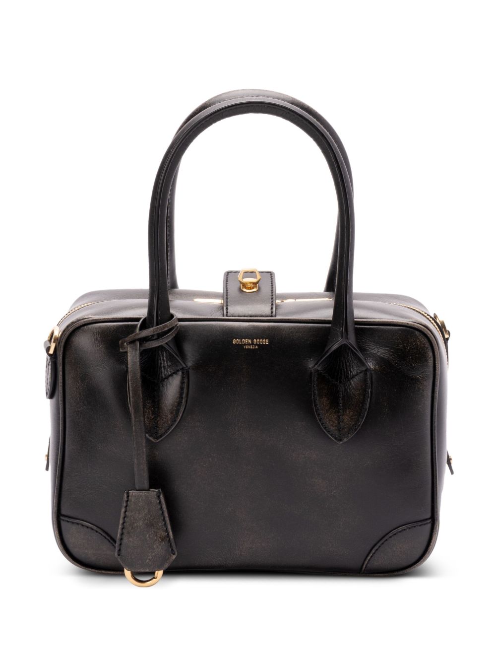 Golden Goose Vita Bag in smooth black leather and gold details
