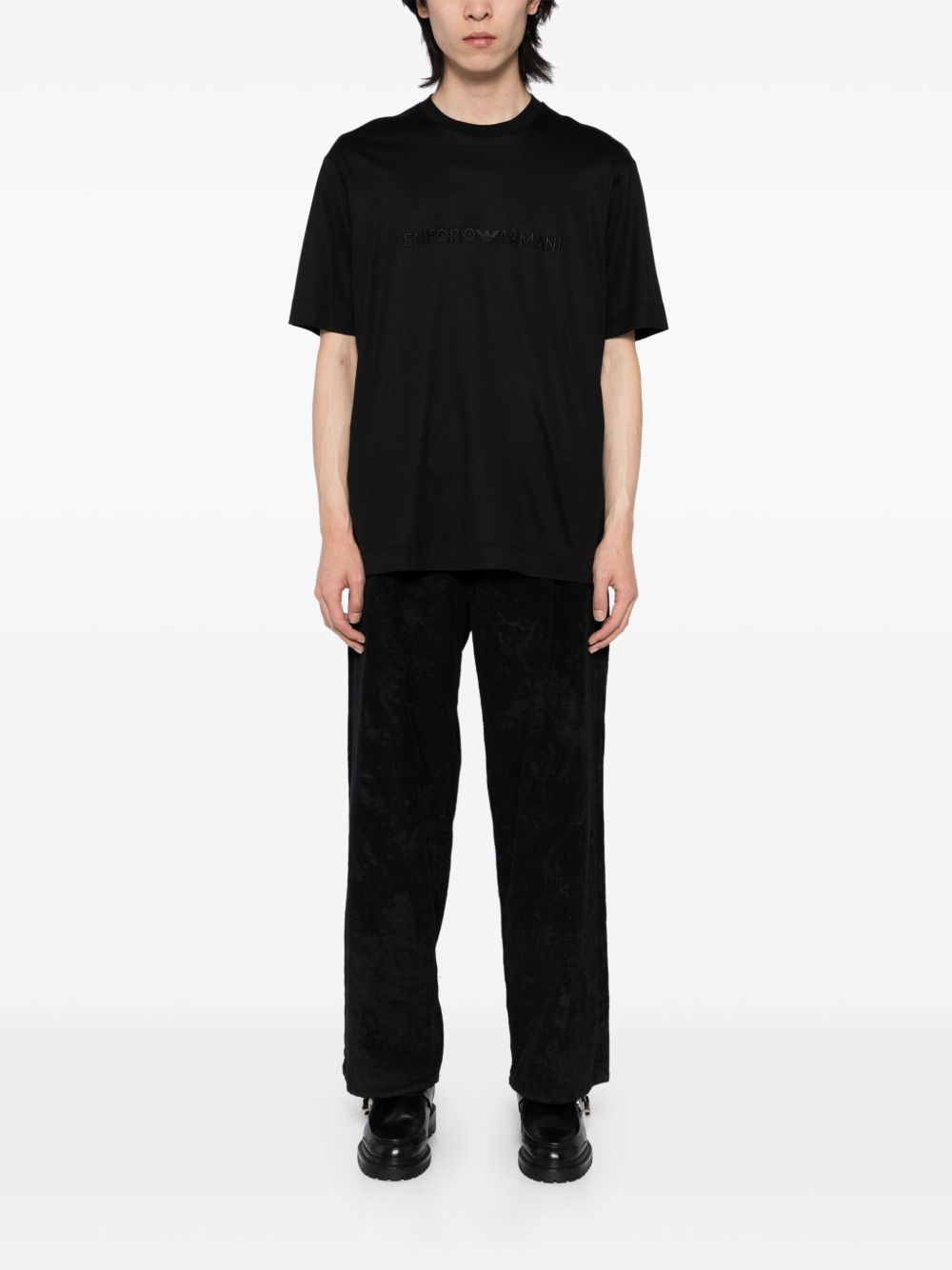 Emporio Armani T-shirt with embossed logo embroidery in lyocell blend jersey