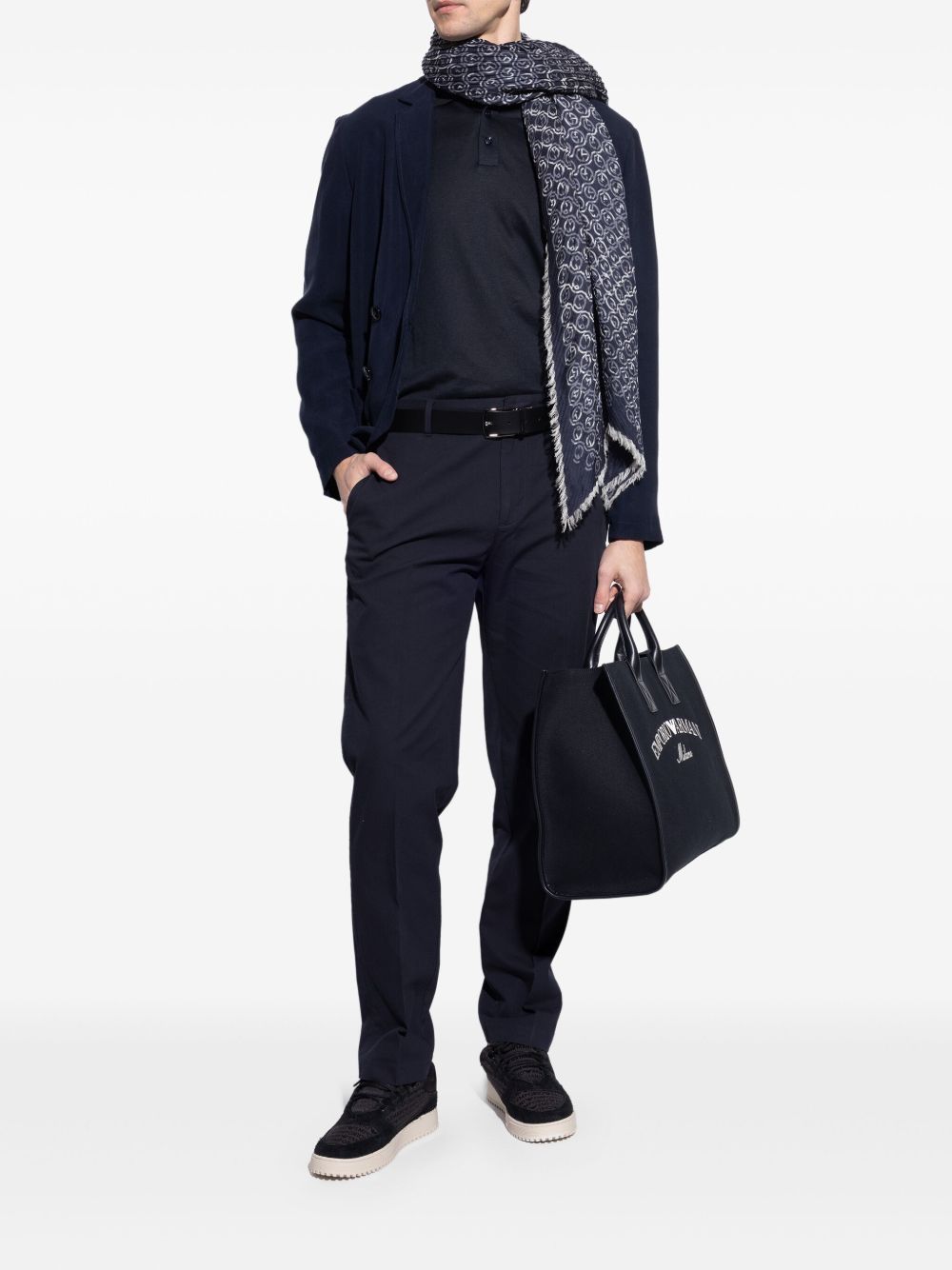 Emporio Armani Sneakers in jacquard fabric with logo lettering and suede