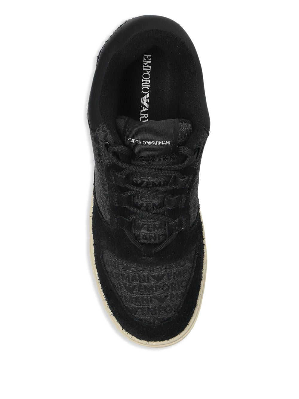 Emporio Armani Sneakers in jacquard fabric with logo lettering and suede