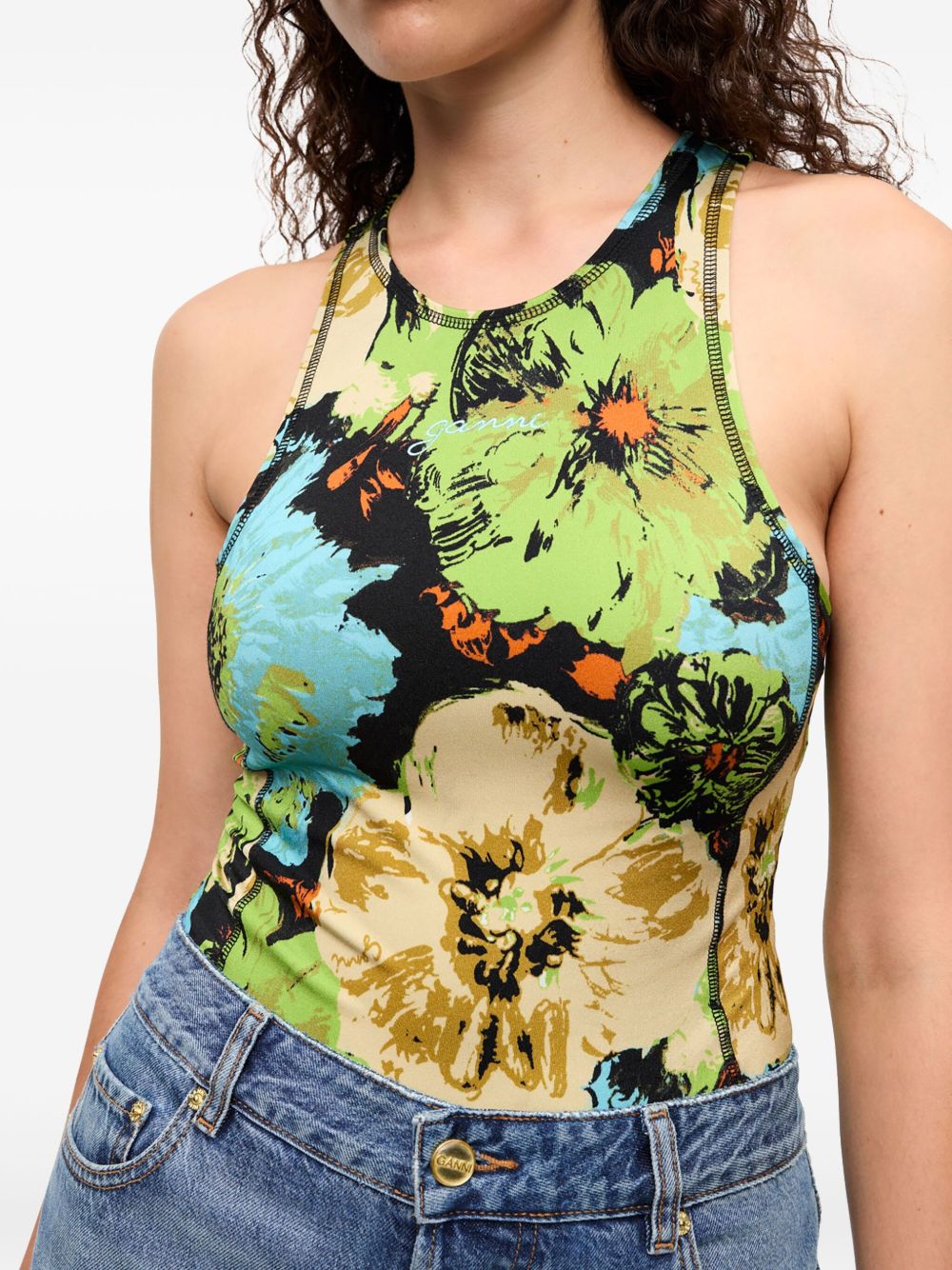 Ganni floral-print Bodysuit