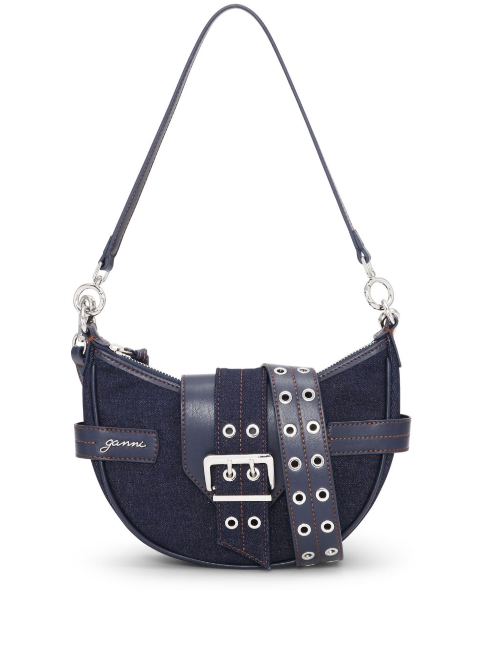 Ganni Buckle small denim cross-body bag