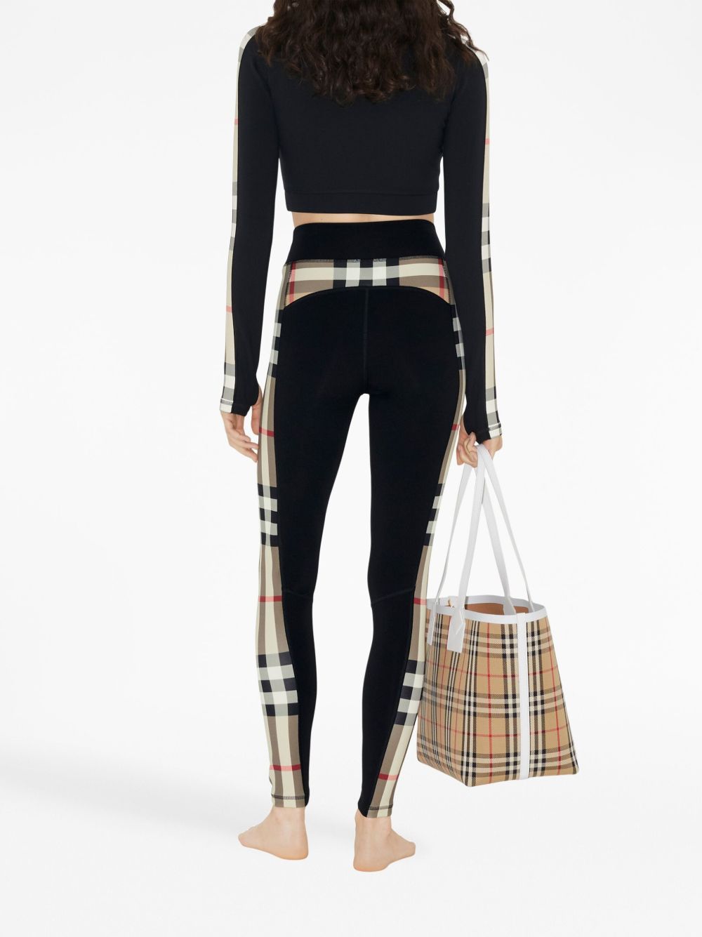 Burberry Stretch jersey leggings with Check finishes